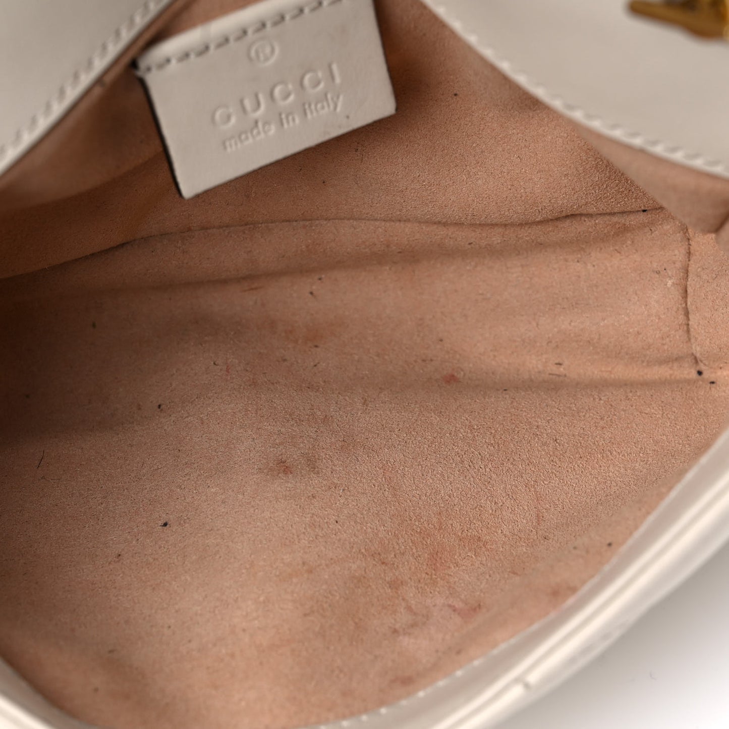 Calfskin Matelasse Super Mini GG Marmont Shoulder Bag White