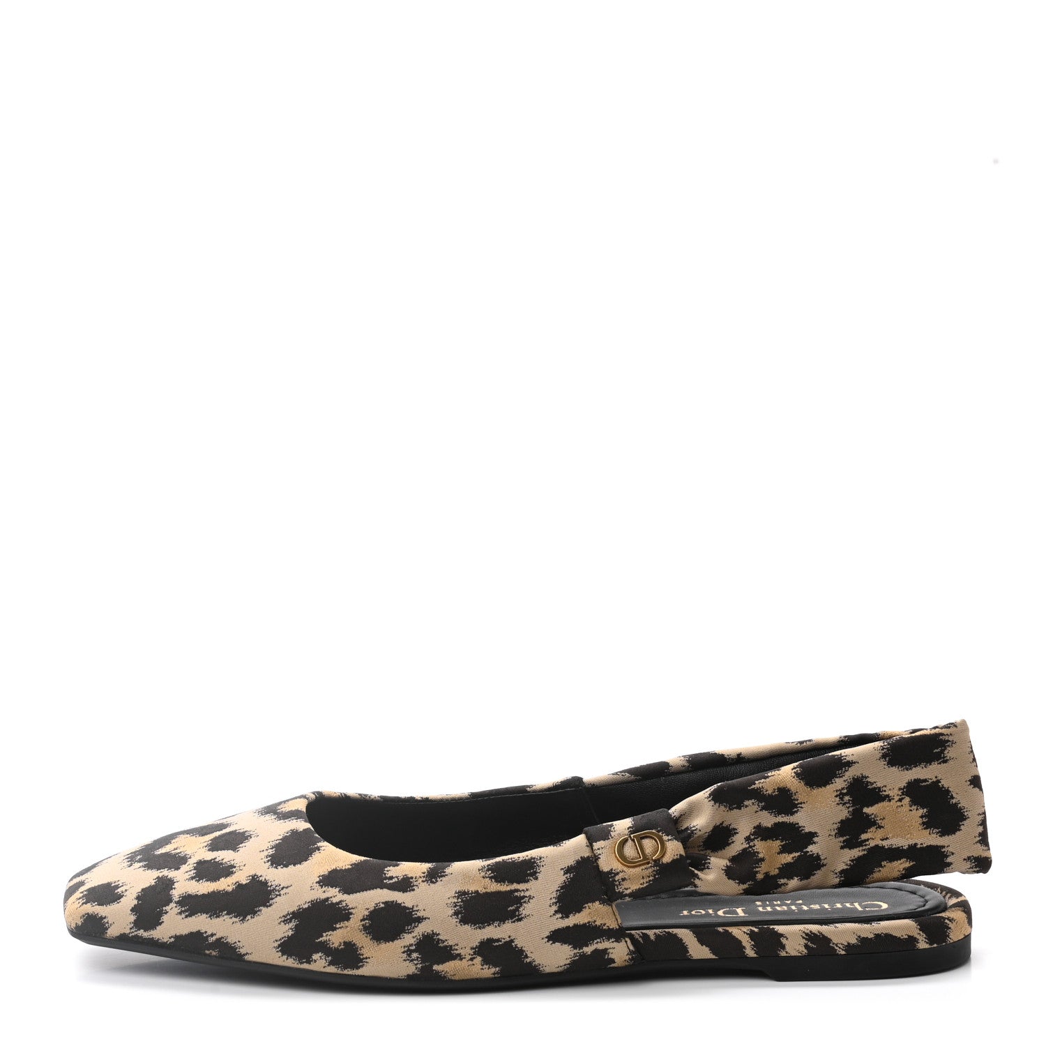 Christian Dior Nylon Leopard Print Mizza Slingback Flat 39 Beige Multicolor 2 of 10