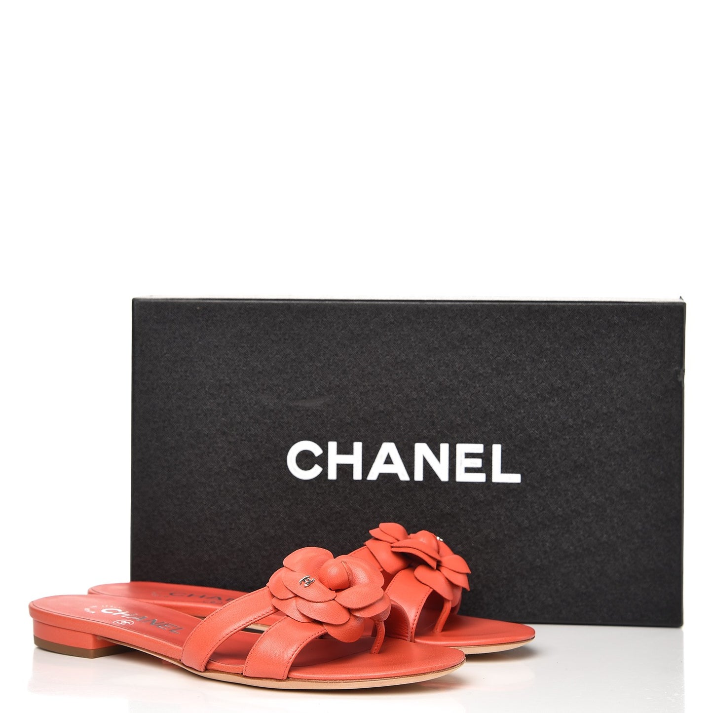 Lambskin Camellia Sandals 36 Orange