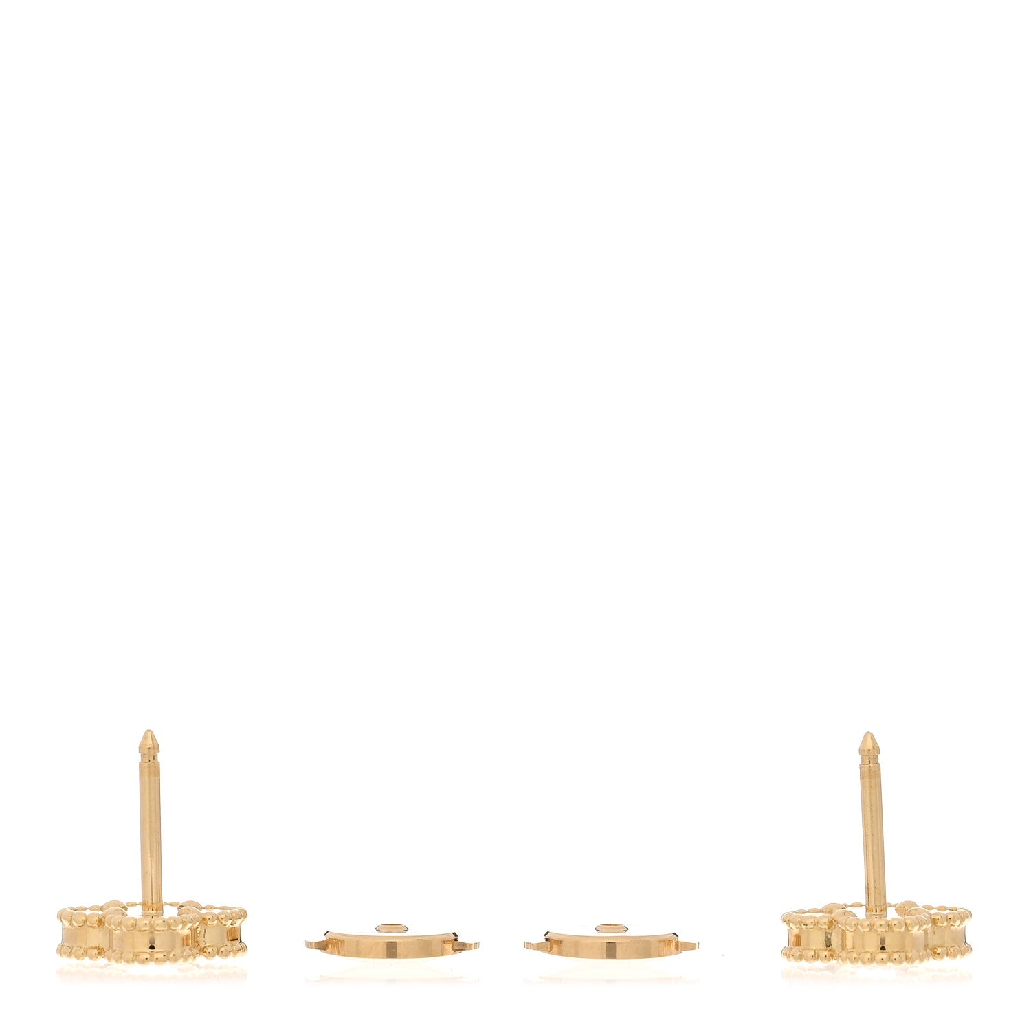 Van Cleef & Arpels 18K Yellow Gold Mother of Pearl Sweet Alhambra Earrings 3 of 5