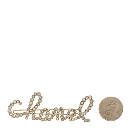 Chanel Metal Glass Swirling Pearls Hair Clip Gold 2 of 5