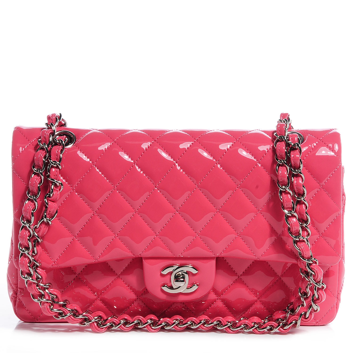 Chanel Patent Quilted Medium Double Flap Pink 1 of 8