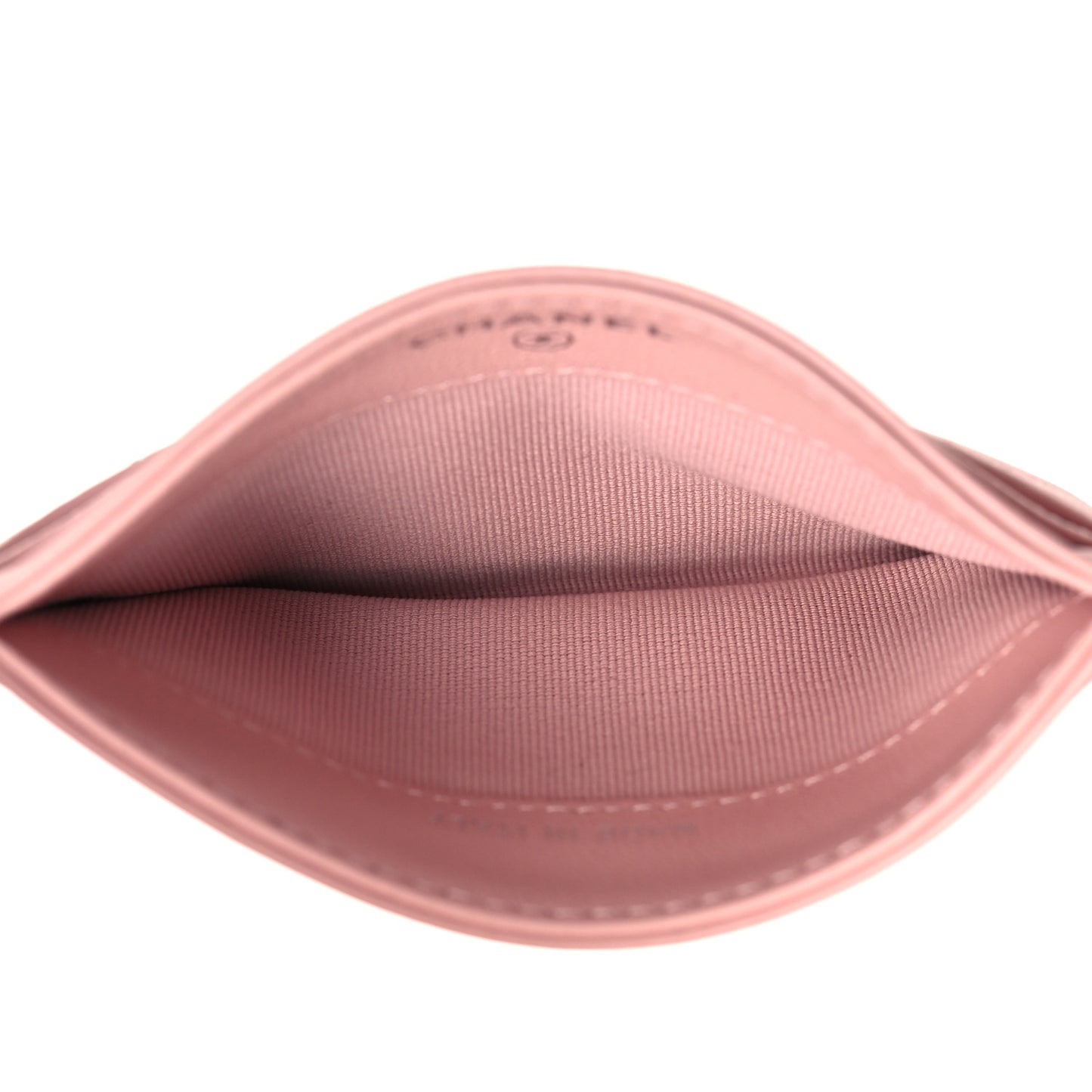 Lambskin Chevron Quilted Card Holder Light Pink