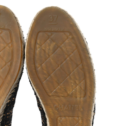 Chanel Metallic Tweed Grosgrain CC Espadrilles 37 Black Gold 7 of 10