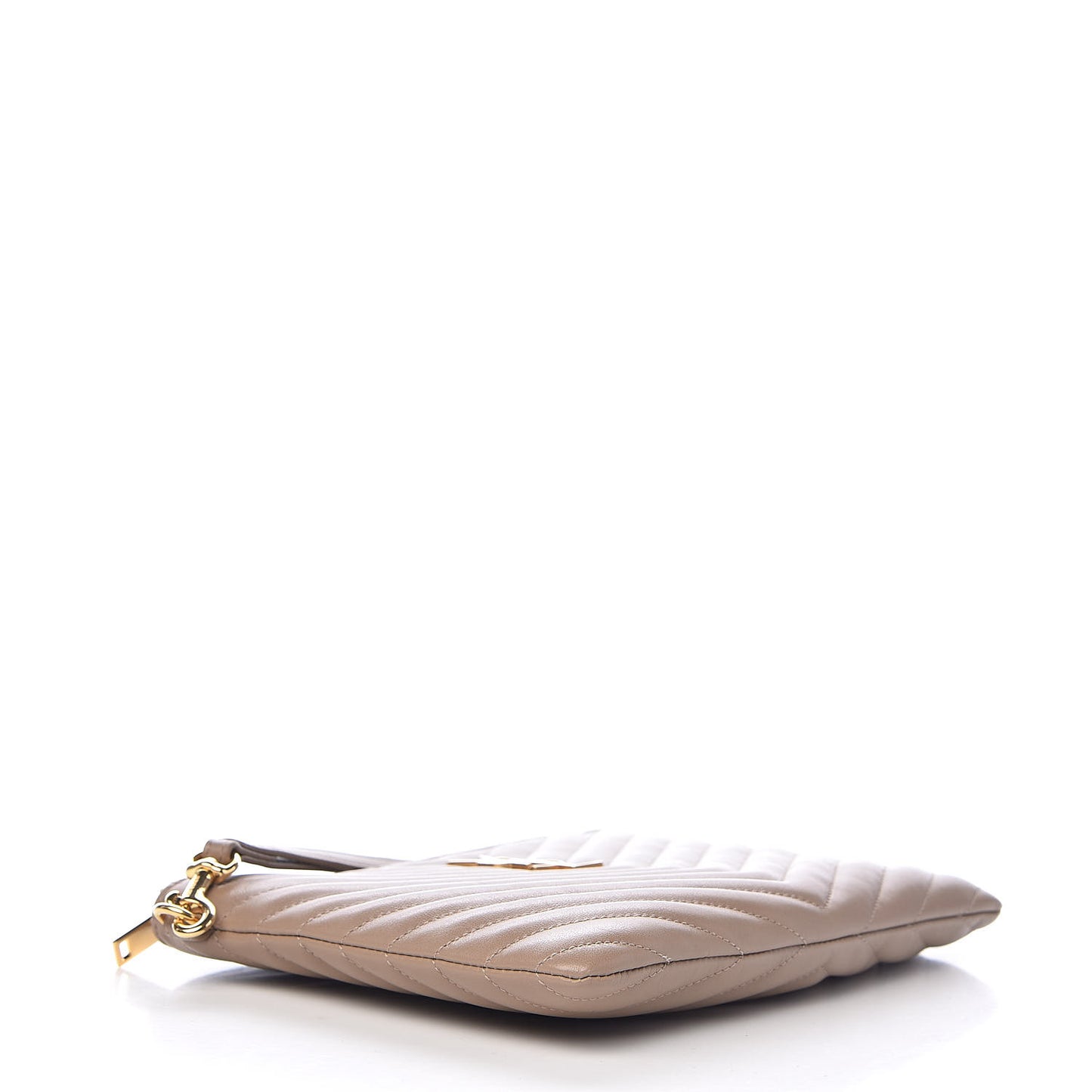 Calfskin Matelasse Chevron Monogram A5 Wristlet Light Taupe