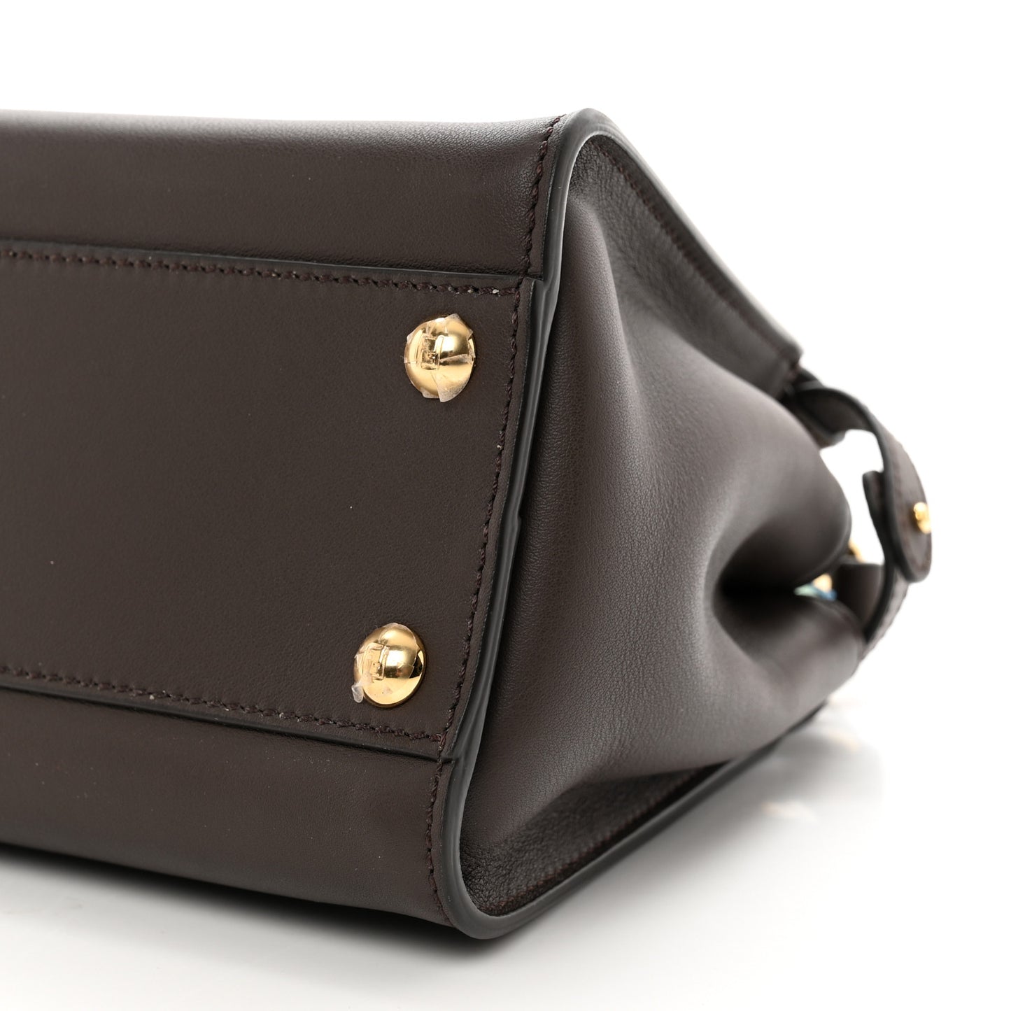 Vitello Seta Suede FF Mini Peekaboo Iconic Satchel Chocolate Sigaro Marrone
