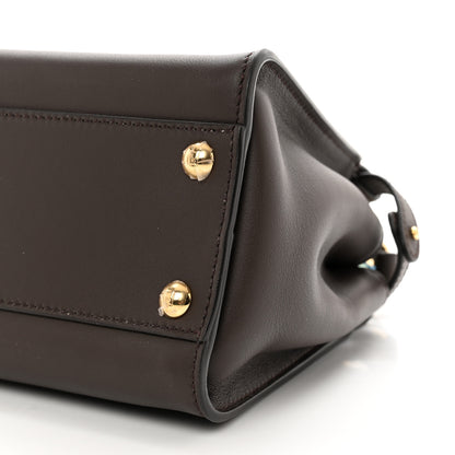 Fendi Vitello Seta Suede FF Mini Peekaboo Iconic Satchel Chocolate Sigaro Marrone 9 of 9