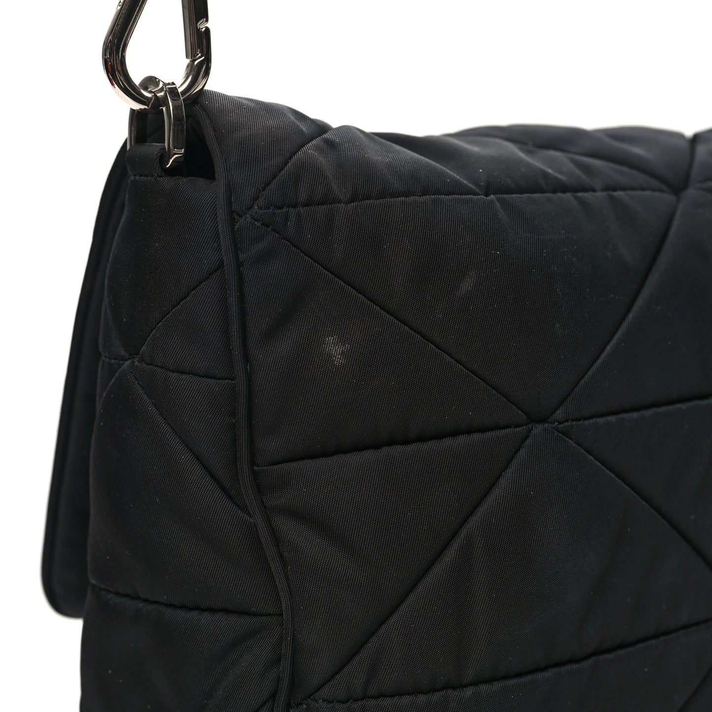 Re-Nylon Quilted Padded Flap Shoulder Bag Black
