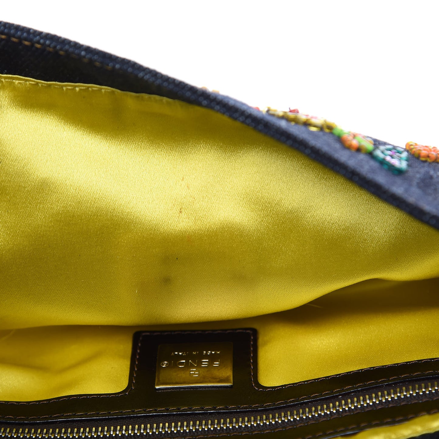 Denim Ricami Beaded Baguette Blue