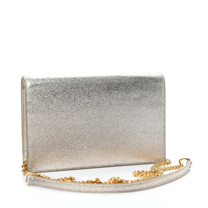 Saint Laurent Metallic Calfskin Classic Monogram Kate Tassel Chain Wallet Platine 3 of 11