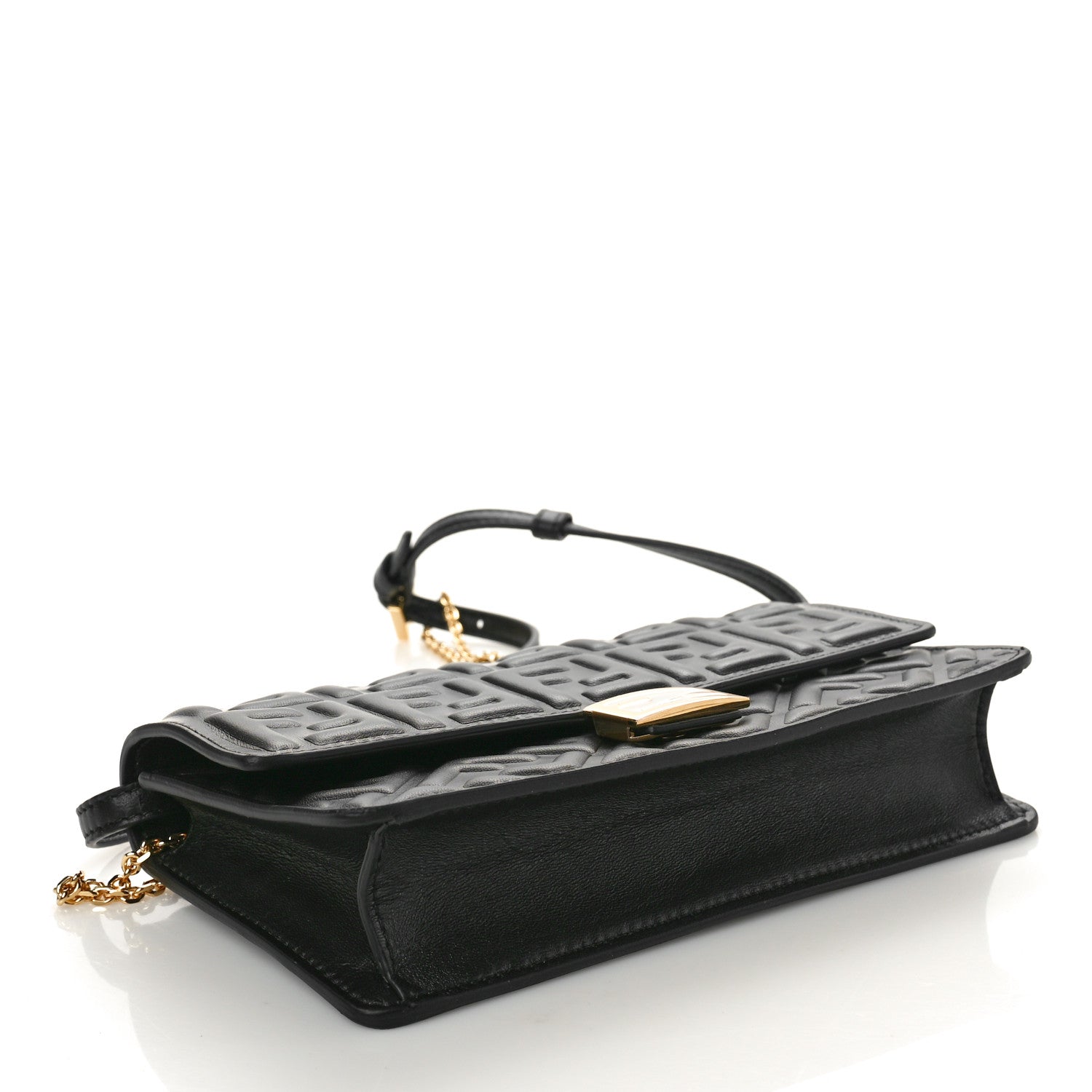 Fendi Nappa Matisse FF Embossed Wallet On Chain Black 4 of 10