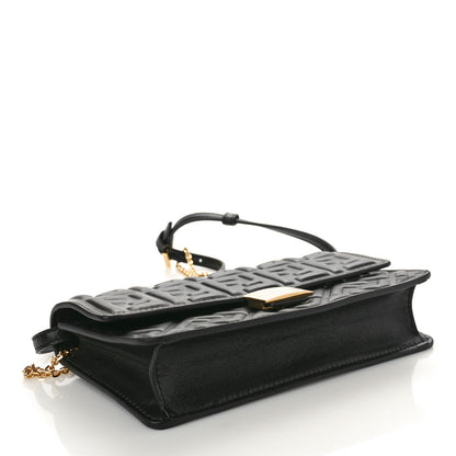 Fendi Nappa Matisse FF Embossed Wallet On Chain Black 4 of 10