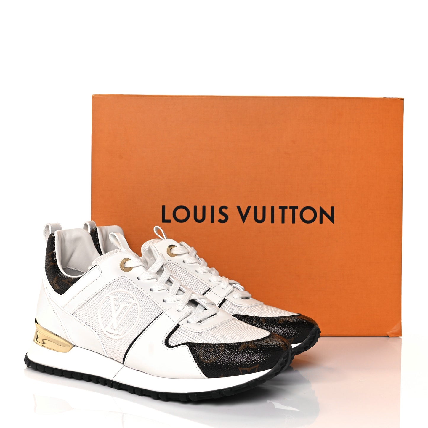 Calfskin Monogram Run Away Sneakers 38.5 White