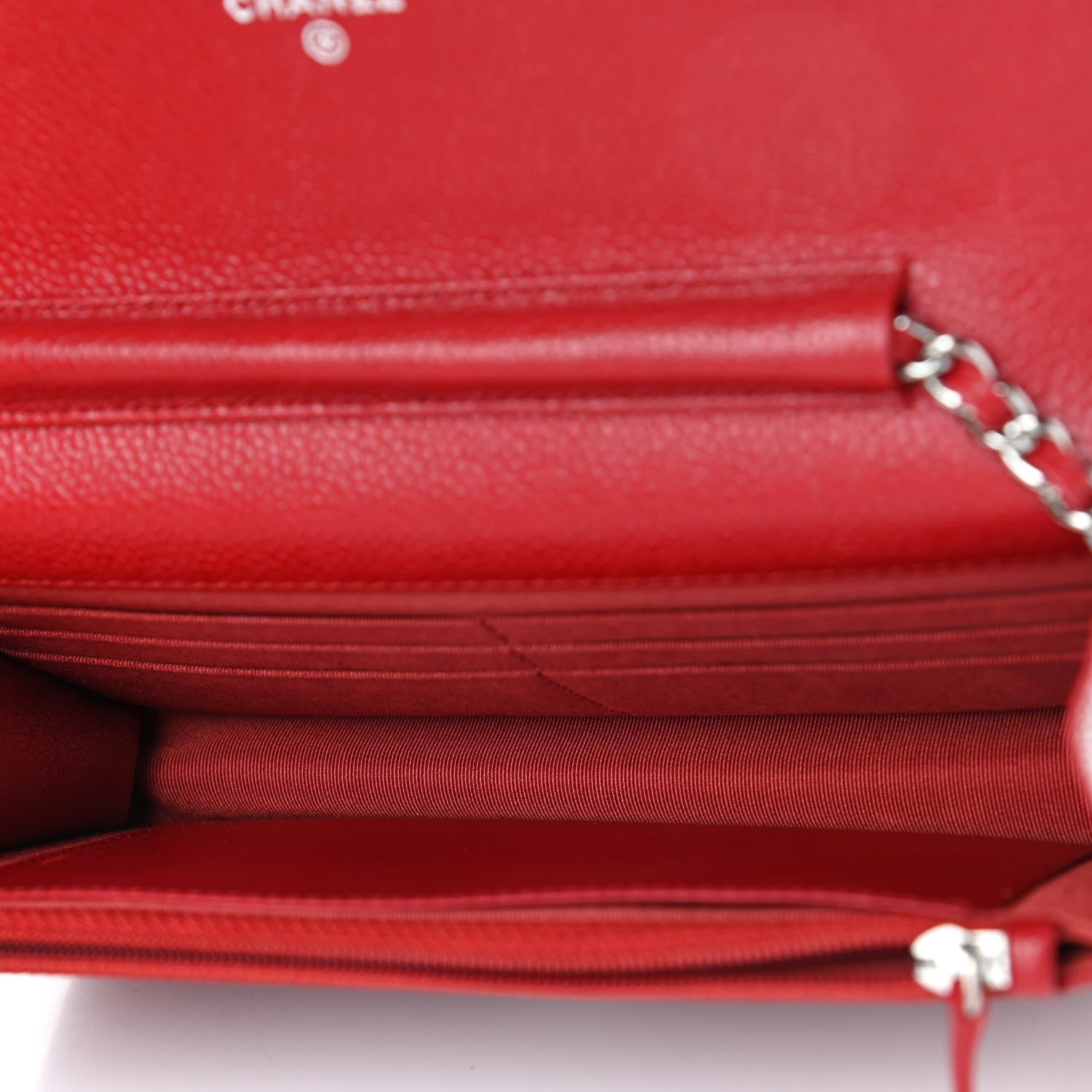 Chanel Caviar Quilted Wallet On Chain WOC Red 4 of 4