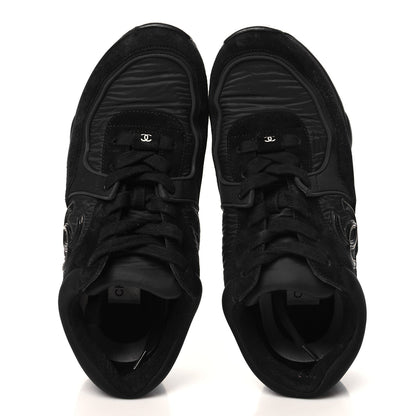 Chanel Nylon Calfskin Suede CC Sneakers 39 Black 2 of 8
