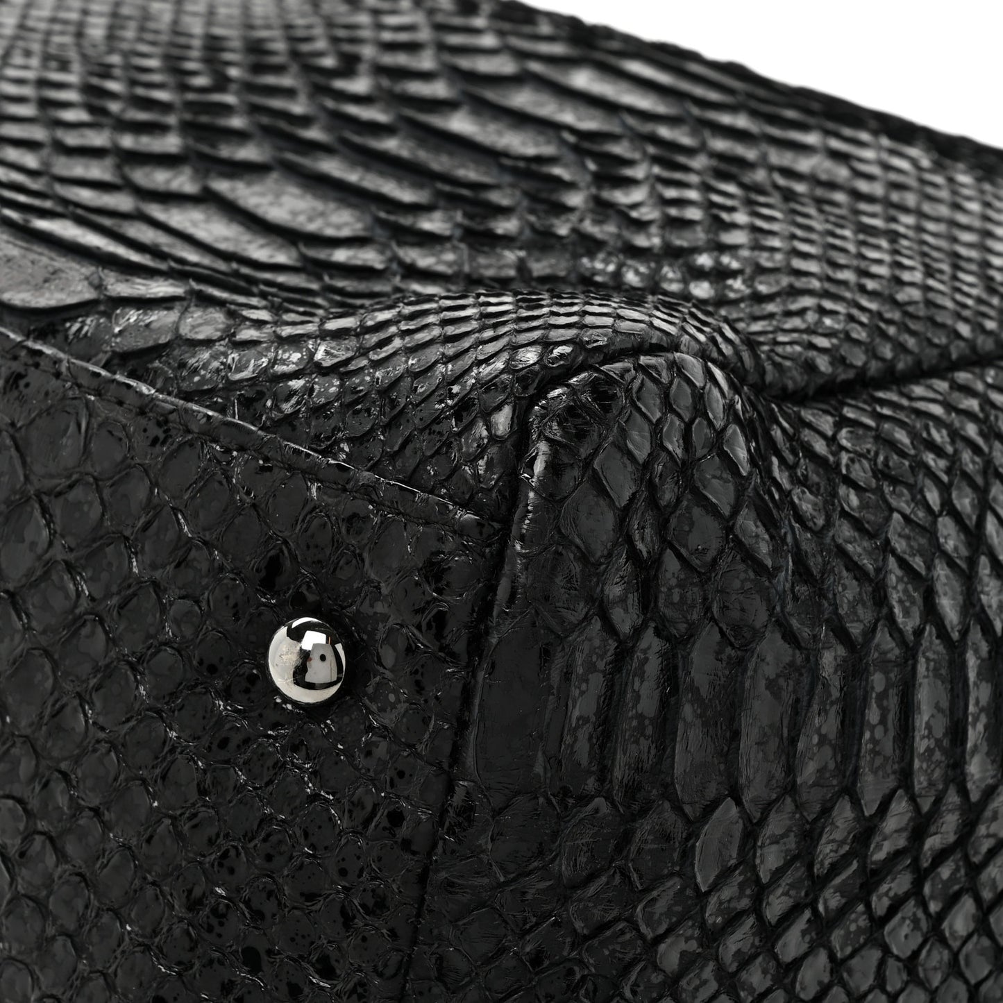 Snakeskin Accordion Tote Black