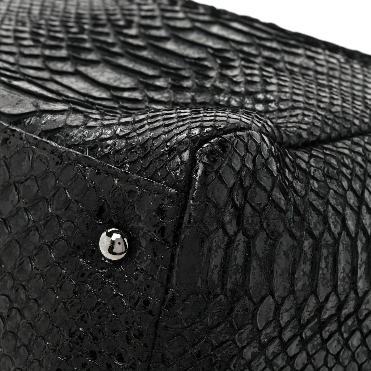 Chanel Snakeskin Accordion Tote Black 13 of 15