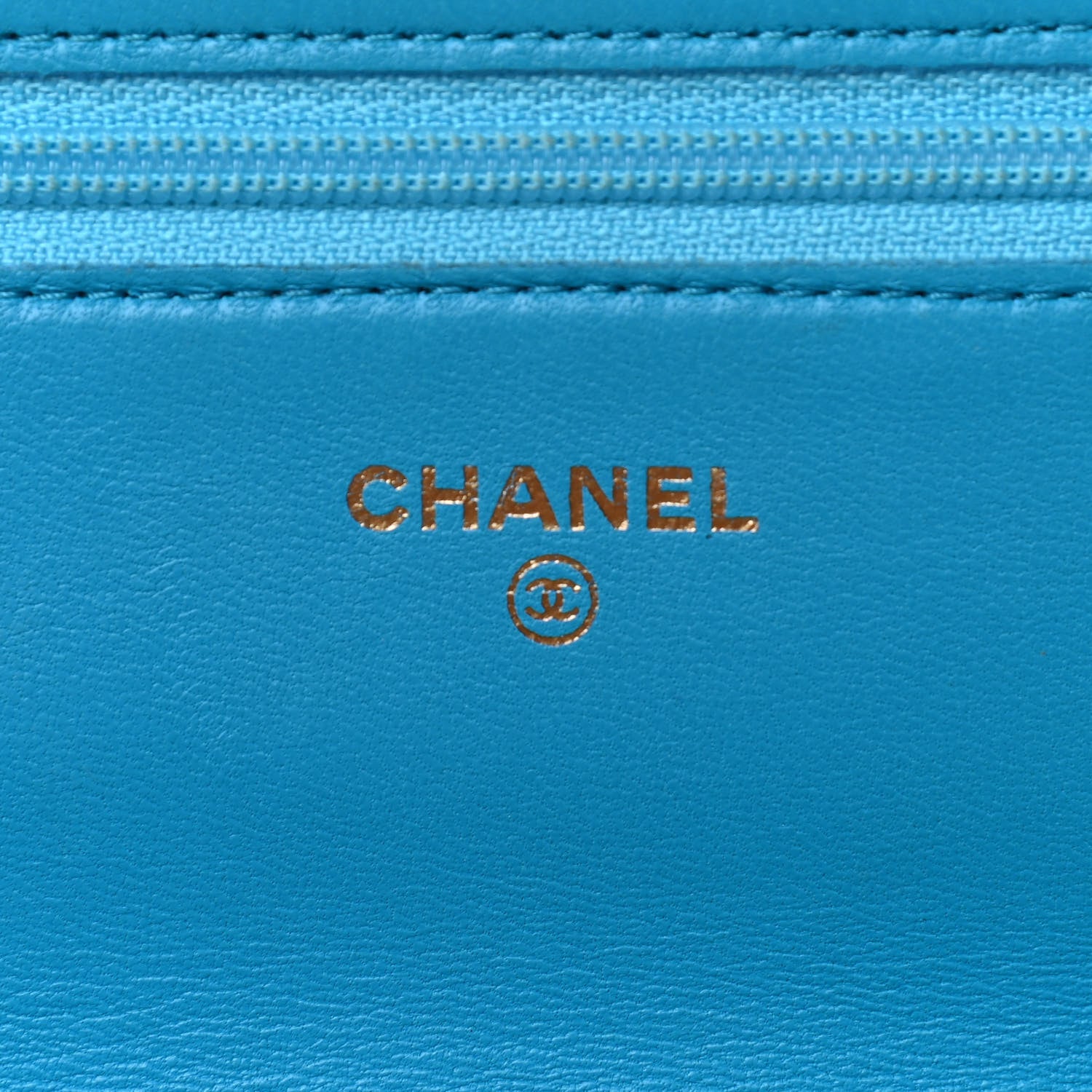 Chanel Lambskin Camellia Embossed Wallet On Chain WOC Turquoise 5 of 9