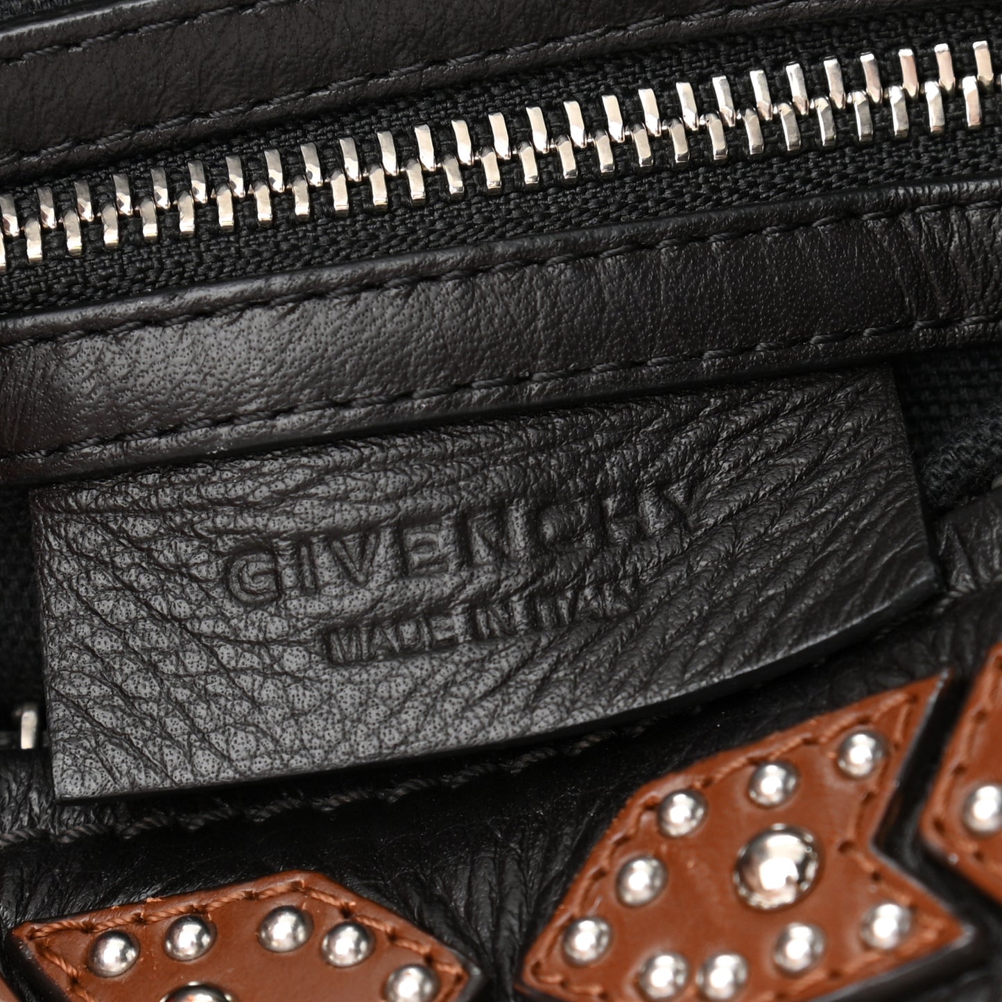Calfskin Small Studded Pandora Black Brown