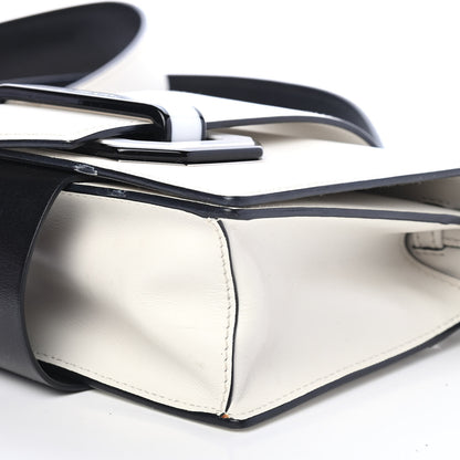 Prada City Calf Plex Ribbon Bag White Black 8 of 8