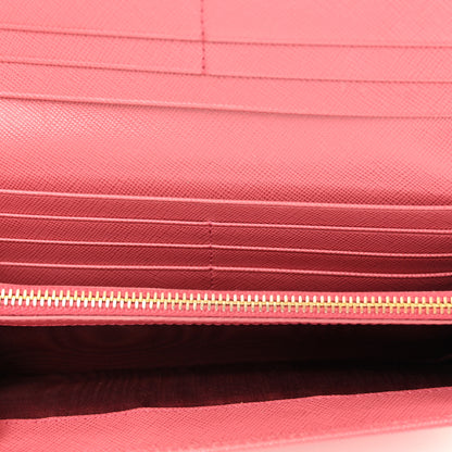 Prada Saffiano Metal Continental Flap Wallet Fragola 5 of 9