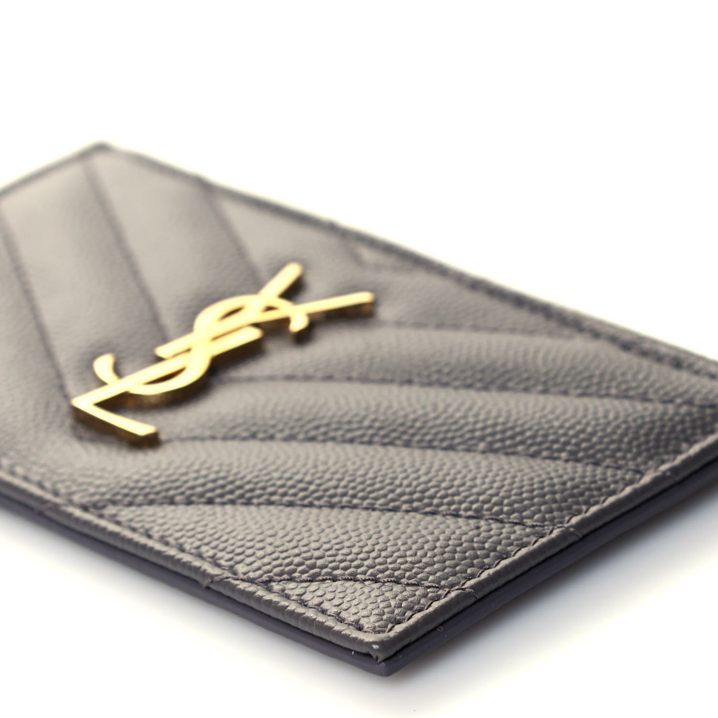 Grain De Poudre Matelasse Chevron Monogram Fragments Zippered Card Case Fog