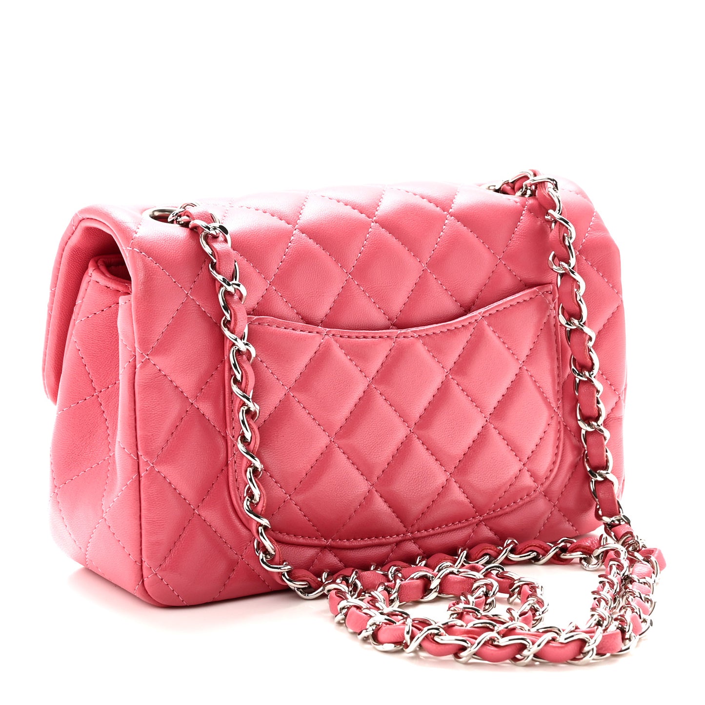 Lambskin Quilted Mini Rectangular Flap Pink