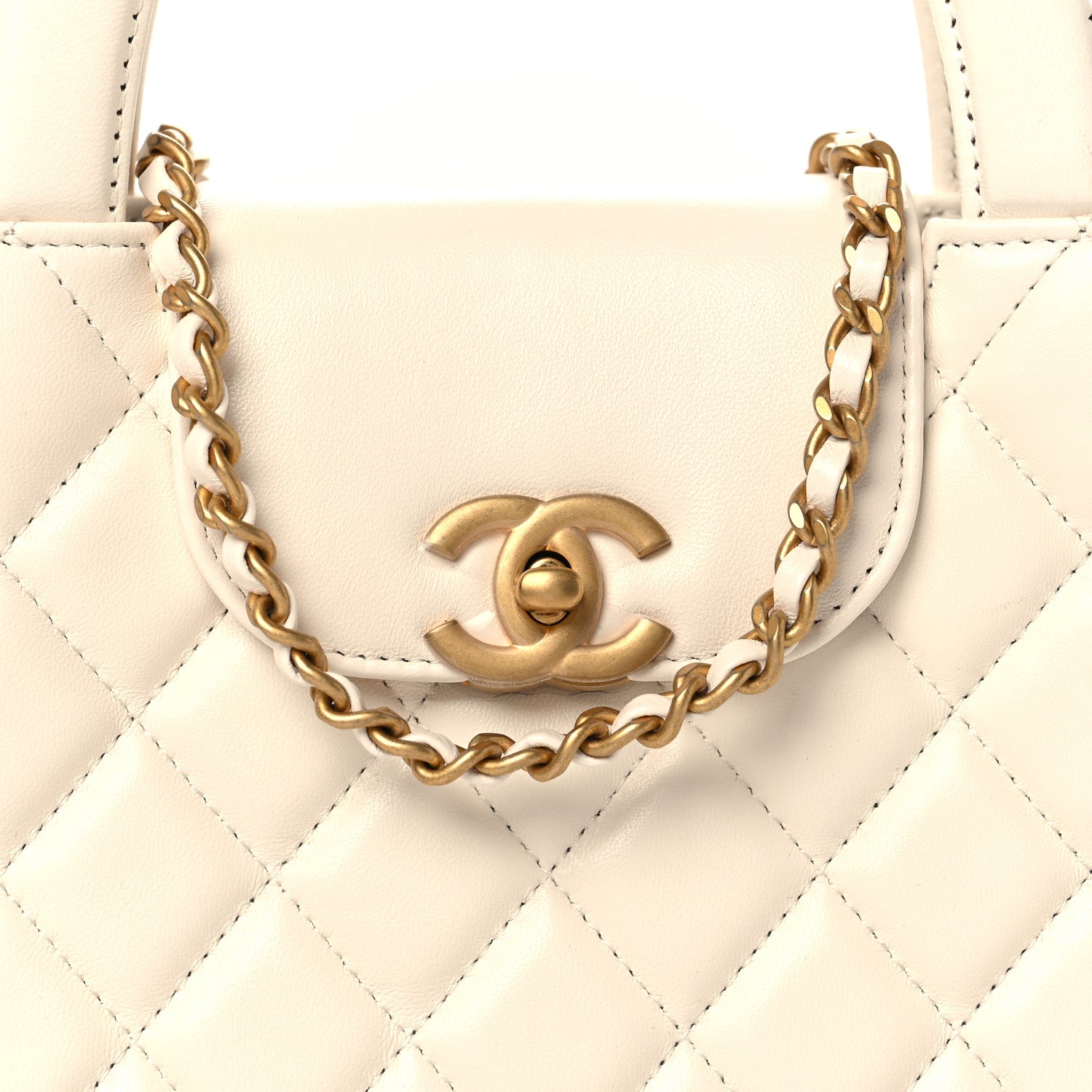 Chanel Shiny Aged Calfskin Quilted Nano Kelly Shopper White 7 of 10