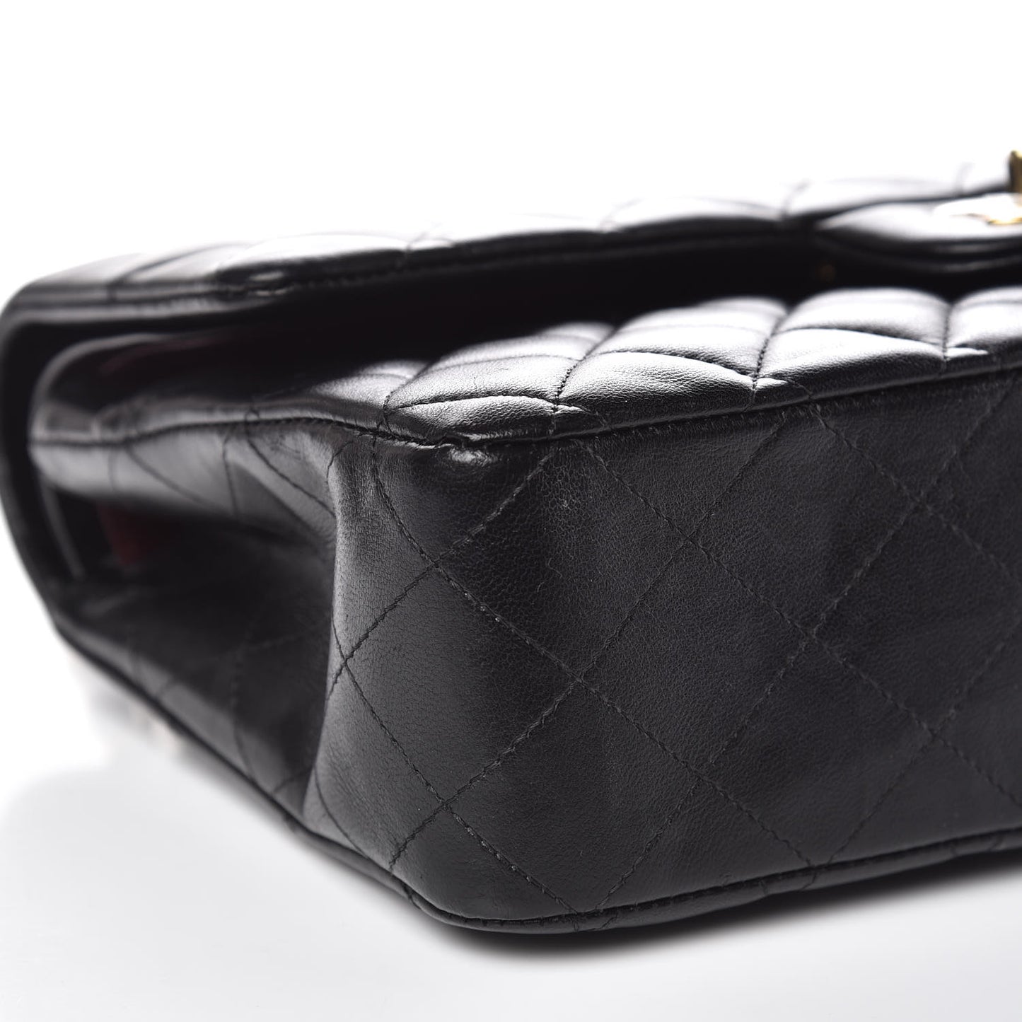 Lambskin Quilted Medium Double Flap Black