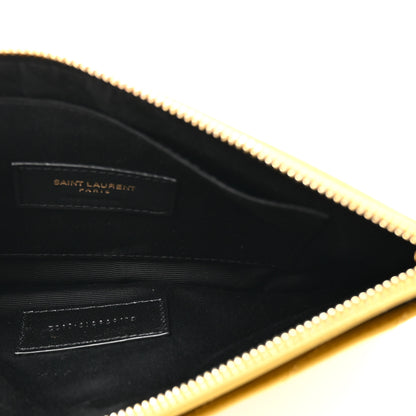 Saint Laurent Grain De Poudre Chevron Monogram Large Bill Pouch Light Chartreuse 5 of 7