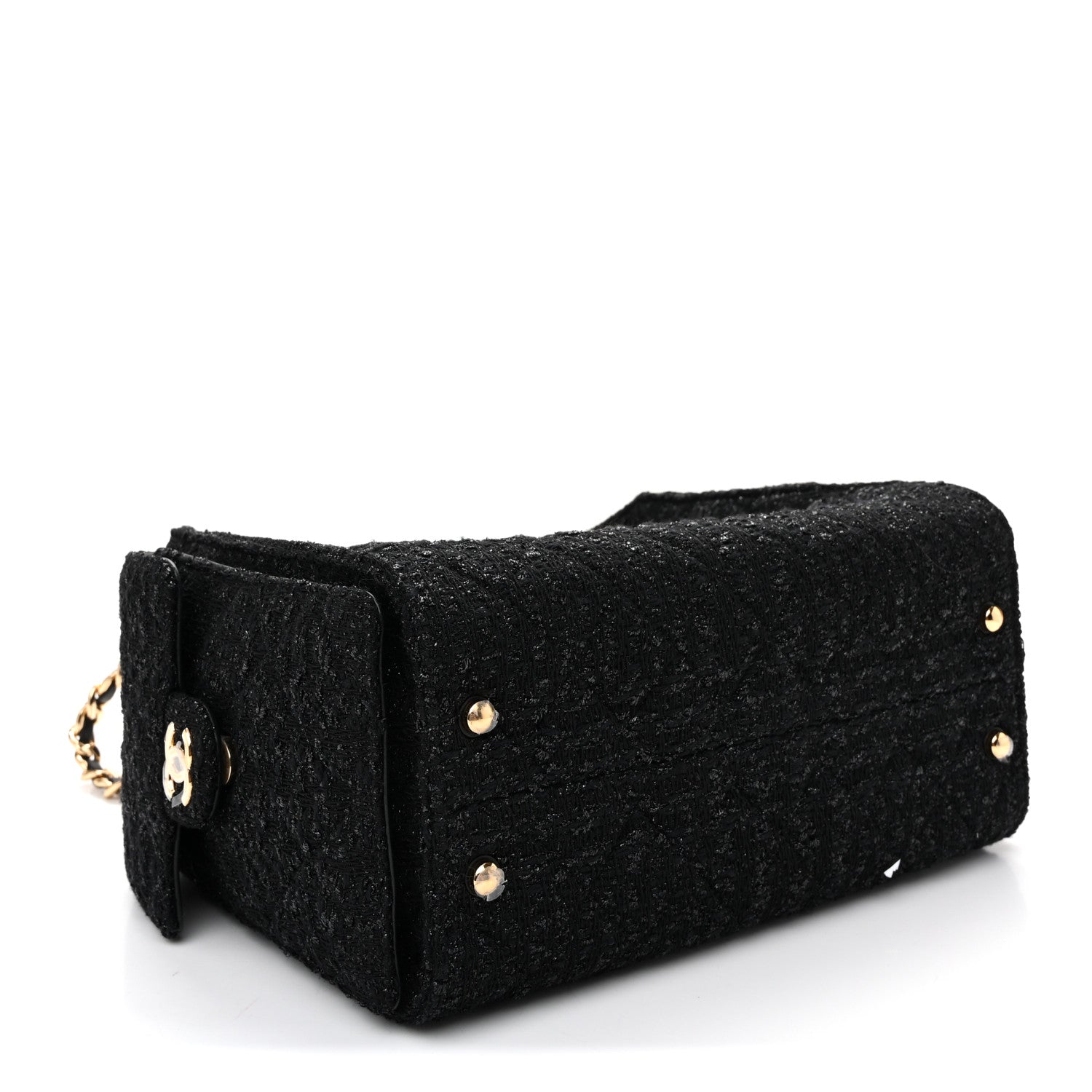 Chanel Tweed Quilted Small Chanel 25 Handbag Black 4 of 10