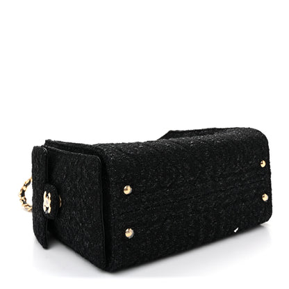 Chanel Tweed Quilted Small Chanel 25 Handbag Black 4 of 10