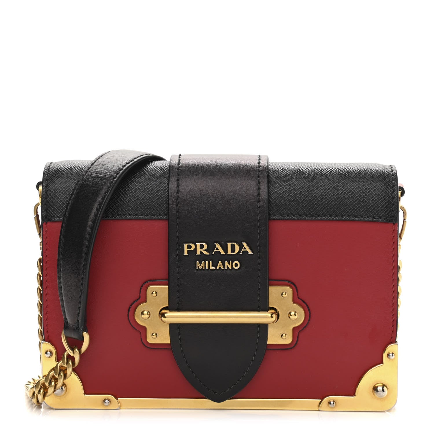 Prada City Calfskin Saffiano Cahier Bag Fuoco Black 1 of 9