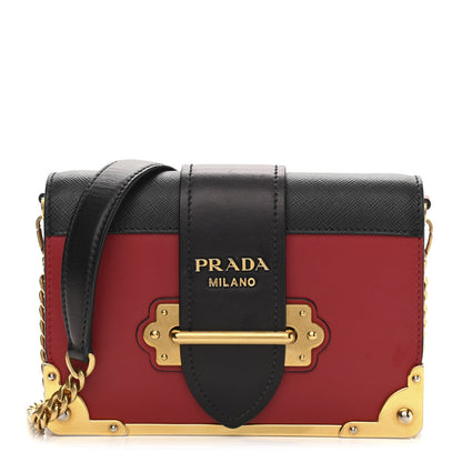 Prada City Calfskin Saffiano Cahier Bag Fuoco Black 1 of 9