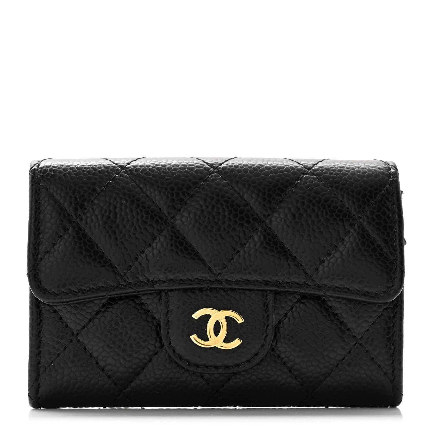 Chanel Caviar Quilted Flap Card Holder Wallet Black 1 of 9