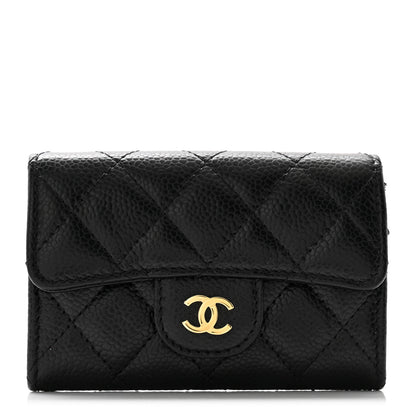 Chanel Caviar Quilted Flap Card Holder Wallet Black 1 of 9