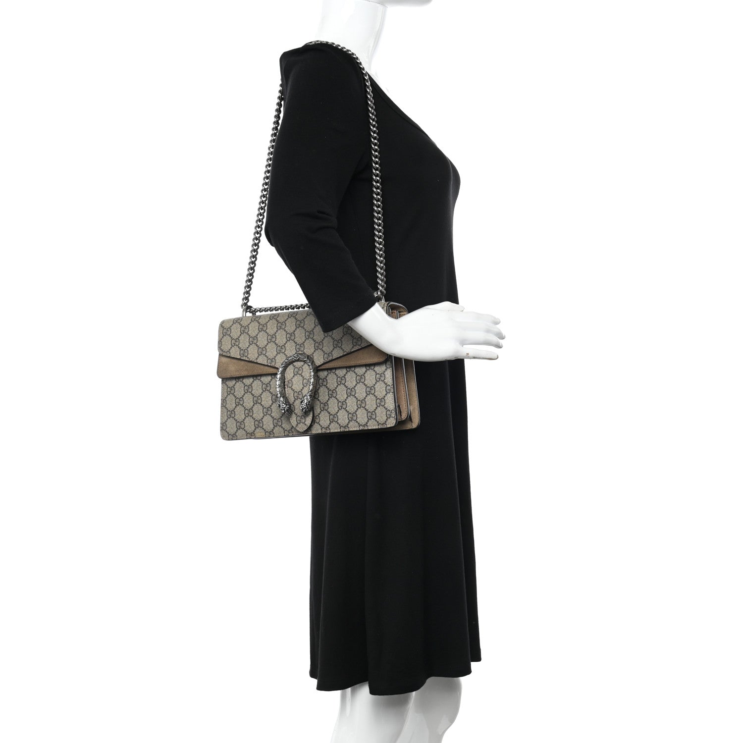 Gucci GG Supreme Monogram Small Dionysus Shoulder Bag Taupe 2 of 12