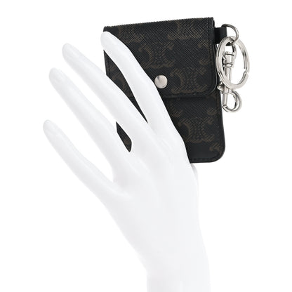 Celine Triomphe Canvas Keyring Flat Card Holder Black 2 of 7