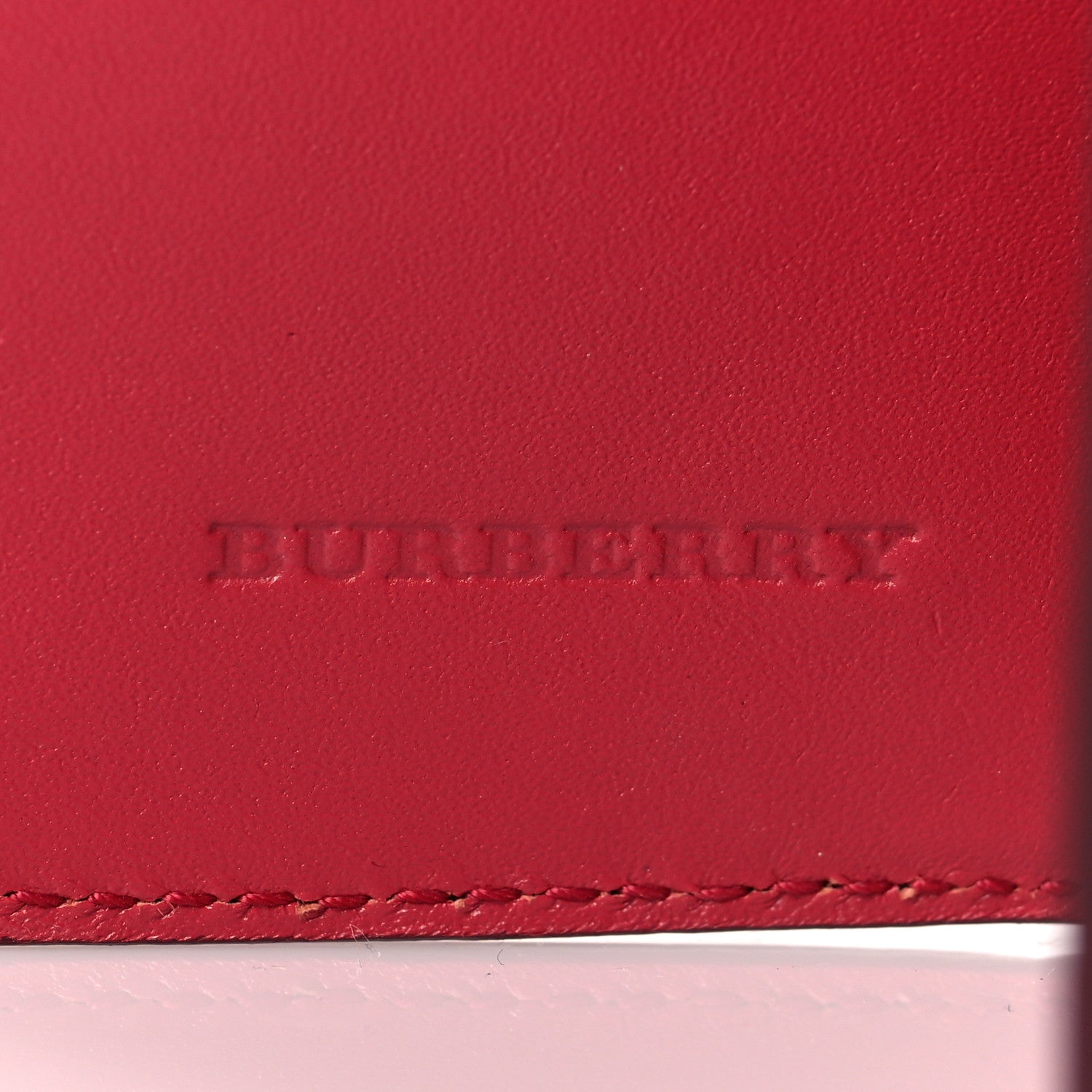 Burberry Haymarket Check Leather Zip Around Wallet Red 6 of 7