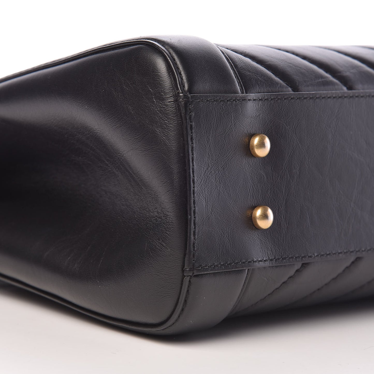 Aged Calfskin Chevron Quilted Large Shopping Tote Black