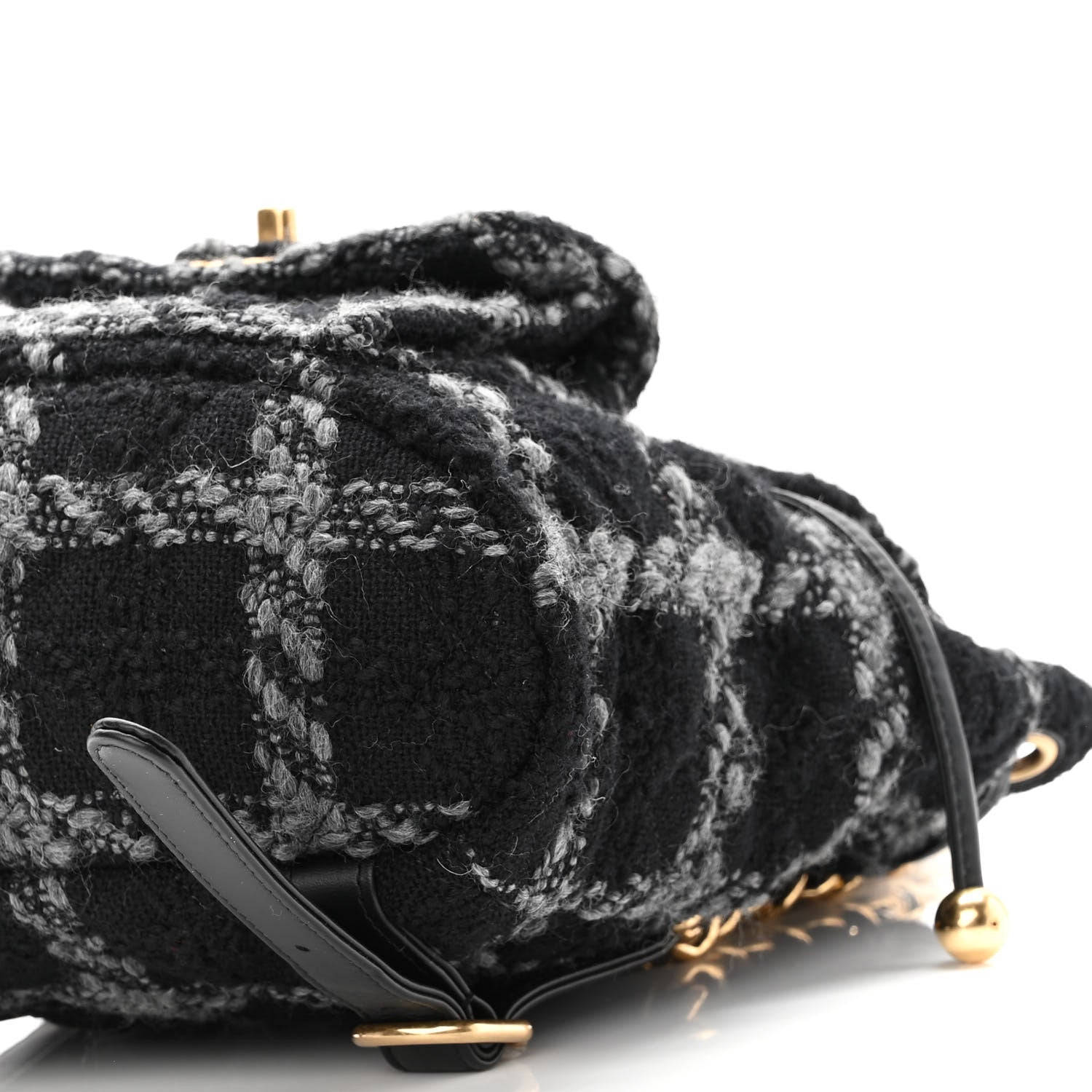 Chanel Wool Tweed Elegant Backpack Black Grey 10 of 10