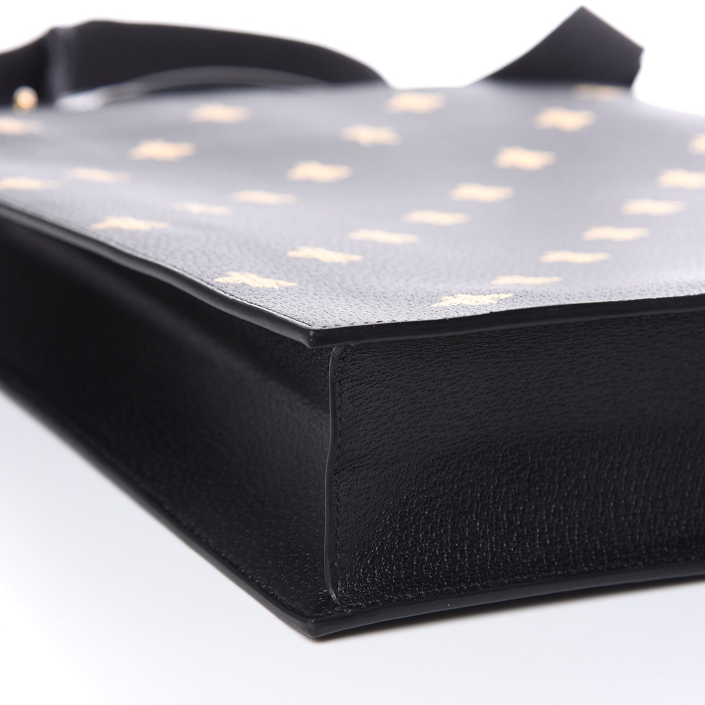 Grained Calfskin Bee Star Vertical Tote Black