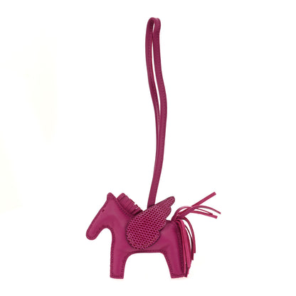 Hermes Milo Lambskin Lizard Touch Grigri Rodeo Pegase Horse Bag Charm PM Rose Poupre 1 of 5