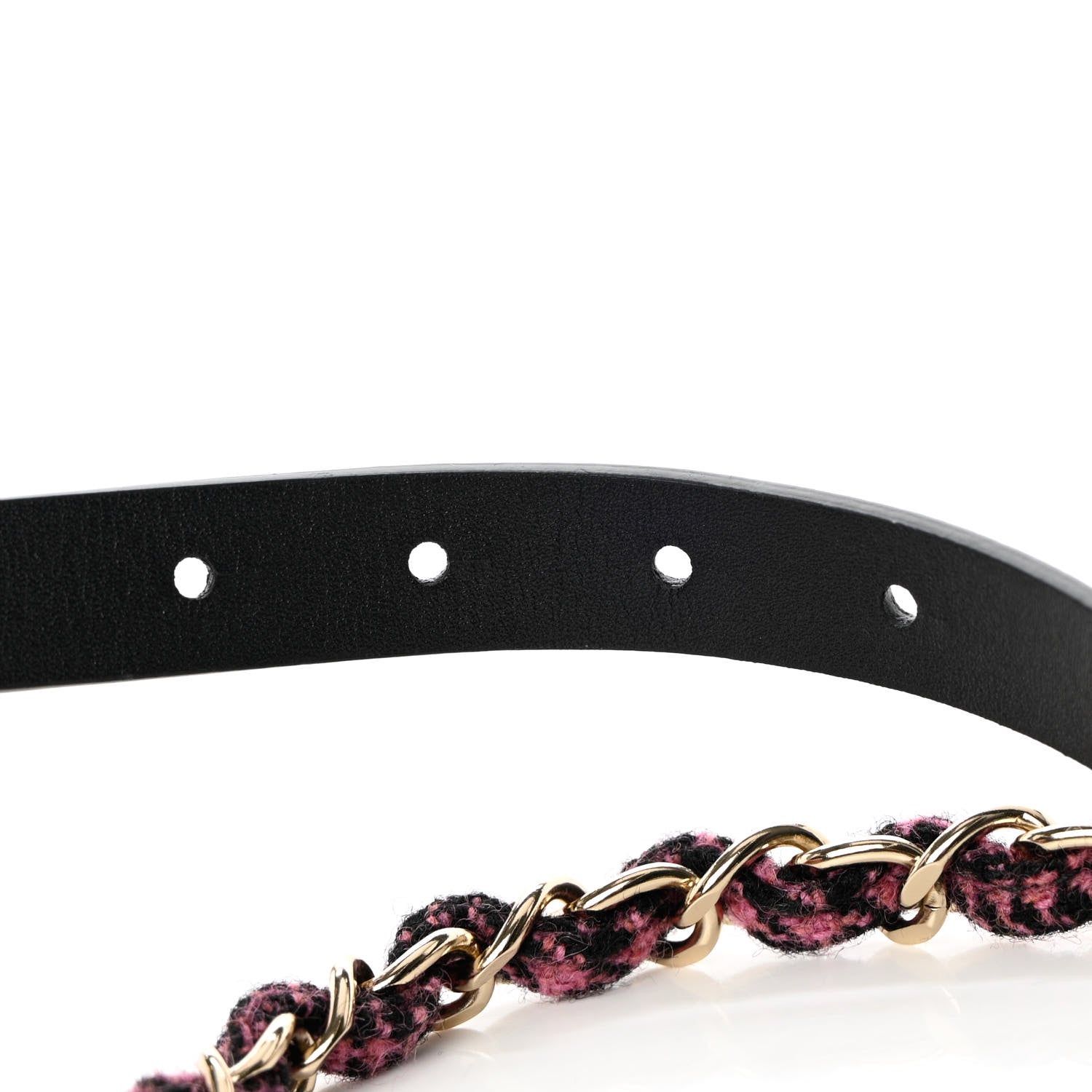 Chanel Calfskin Tweed CC Chain Belt 75 30 Black Pink 6 of 10