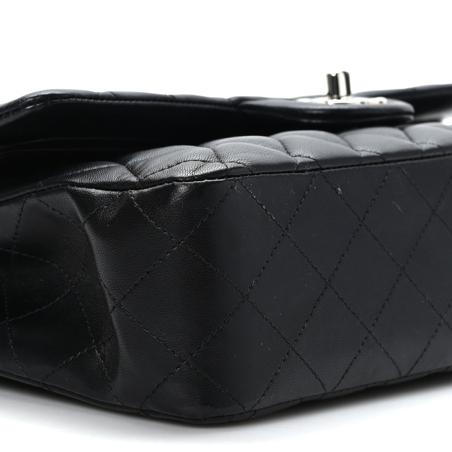 Lambskin Quilted Medium Double Flap Black