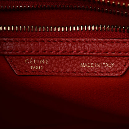 Celine Drummed Calfskin Micro Luggage Red 6 of 14