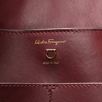 Salvatore Ferragamo Calfskin Gancini Embossed Trifolio Tote Bag Burgundy 7 of 11