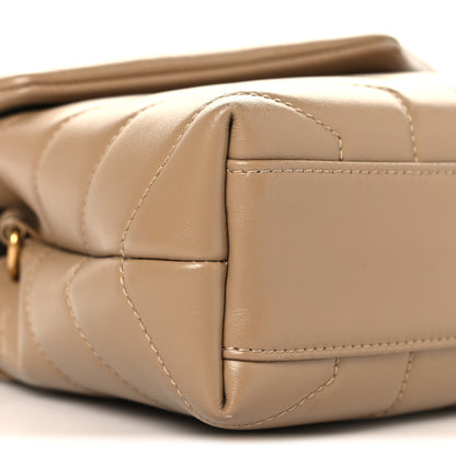 Saint Laurent Calfskin Y Quilted Monogram Toy Loulou Crossbody Bag Dark Beige 9 of 10