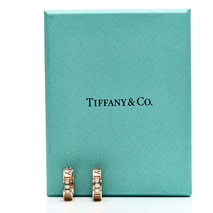 Tiffany 18K Rose Gold Diamond Atlas Hoop Earrings 6 of 6