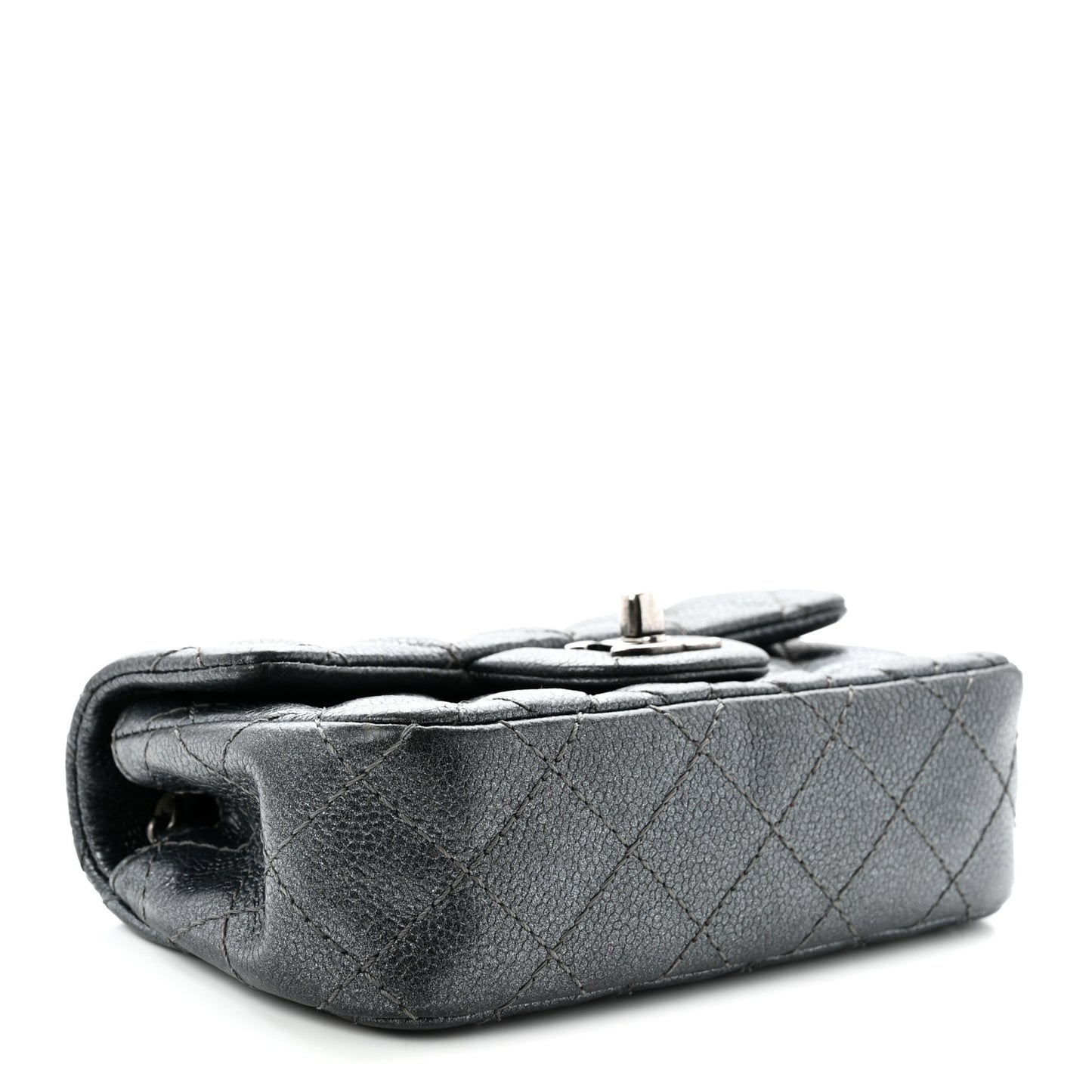 Metallic Caviar Quilted Extra Mini Flap Dark Grey